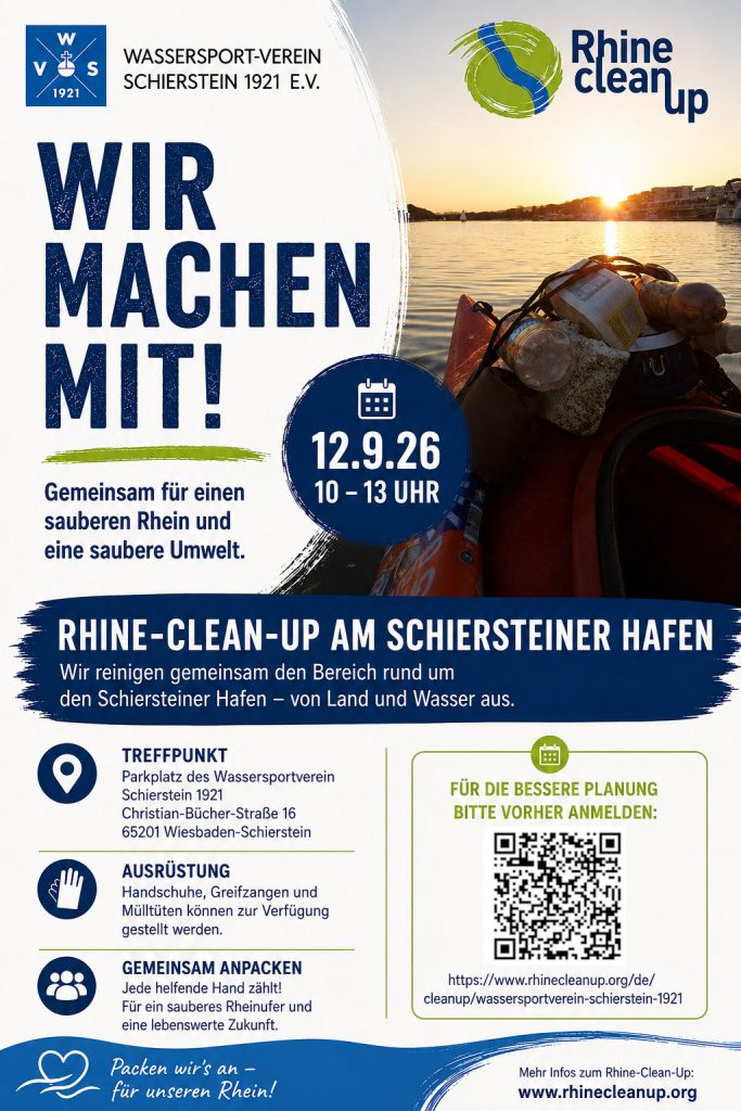 Flyer des Wassersportvereins Schierstein 1921 zum Rhine Clean Up 2026